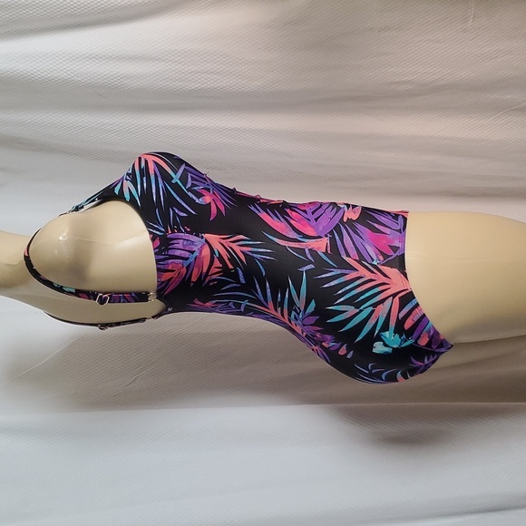 Calvin Klein Sorbet Ibiza Starburst One-Piece Swimsuit Black Purple Size 8 - Picture 4 of 9